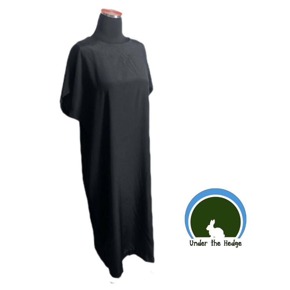 Vintage 70s 80s VLP Black Shift Dress L XL Unique Chic Minimalist Union Made